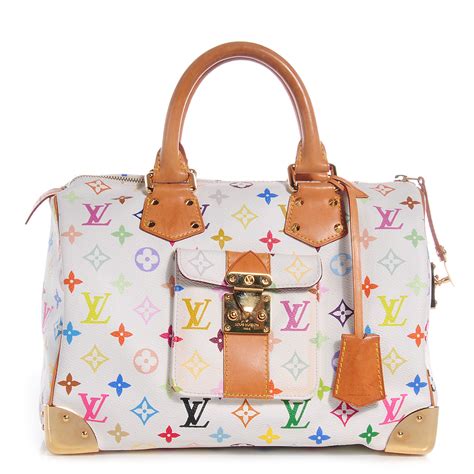 louis vuitton white multicolore speedy 30 handbag